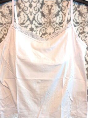Charter Club Intimates - White Cotton Chemise Top with Shelf Bra - Size XL